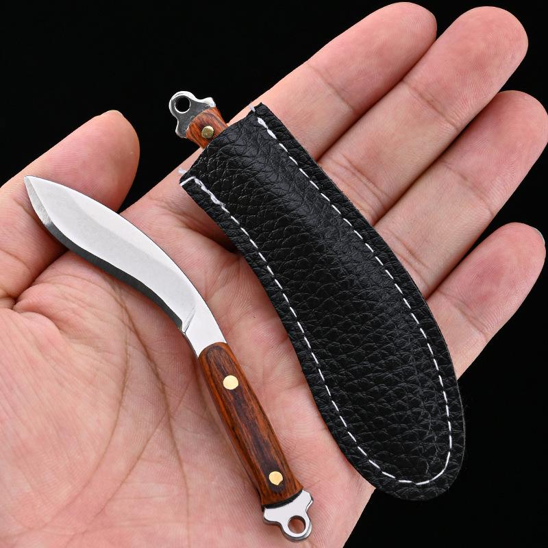 Mini High Hardness Stainless Steel Small Knife Outdoor Camping Portable Fruit Unboxing Knife Convenient Dog Leg Bending Knife