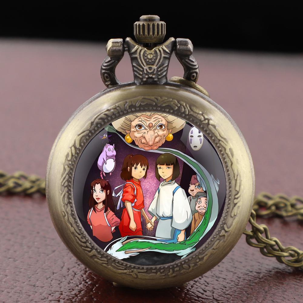 

Anime Characters Dome Pocket Watch with Arabic Dial Vintage Necklace Pendant Clock for Men Women Chain Gift Relojes De Bolsillo