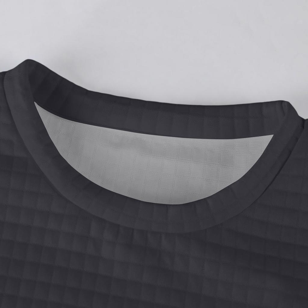 Top Masculino Casual de Malha Waffle de Gola Larga e Manga Comprida