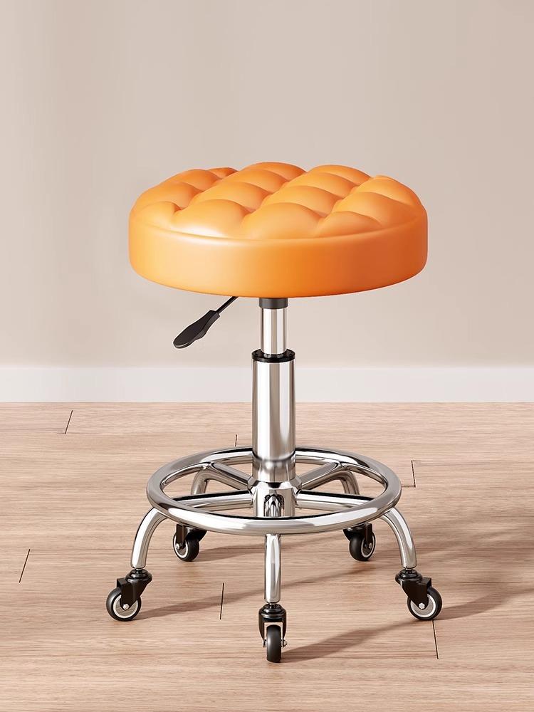 Modern Minimalist Beauty Stool, Adjustable Mobile Hairdressing Chair, Comfortable Cushioned Backrest Seat, Salon Barber Stool