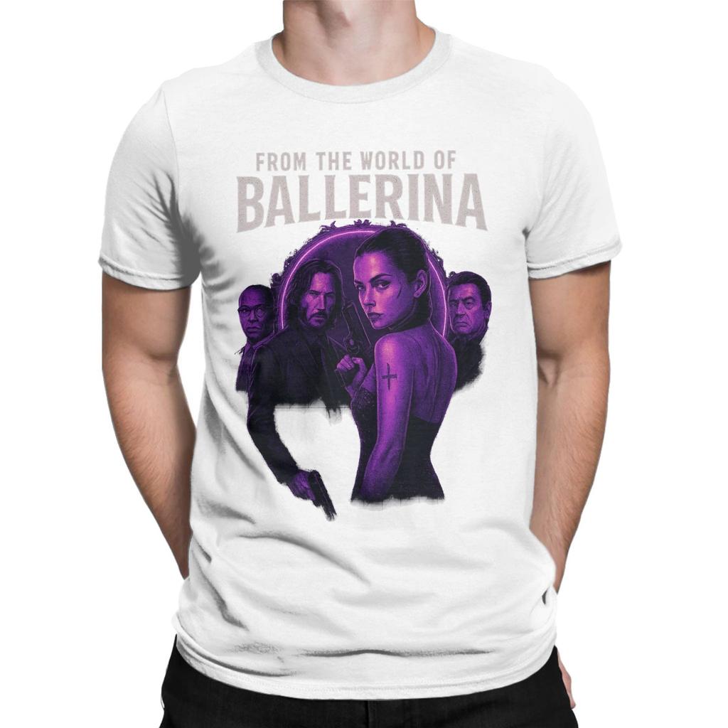 Aus der Welt von John Wick Ballerina 2025 Film T-Shirt Sommer Harajuku T-Shirts Herren 100% Baumwolle Rundhals Große Größen Oberteil T-Shirts Top