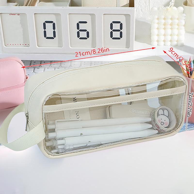 Transparent Large Capacity Pencil Bag INS Style School Case Stationery Holder Waterproof Portable Pen Case Pencil Storage Bag