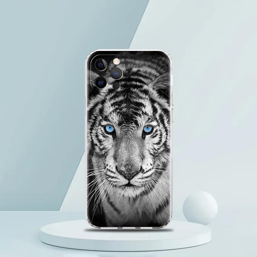 Animal Lion Wolf Tiger Case for iPhone 16 15 14 13 12 Pro Max Cover Transparent Soft for iPhone 11 Pro Max 7 8 Plus XS XR Bags