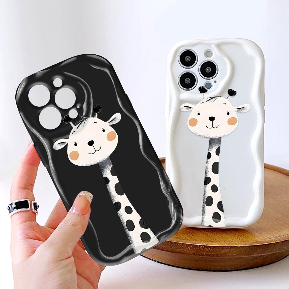 Cartoon Pattern Cream Texture Casing Wavy Edge Soft Silicone Cover Phone Case for IPhone Samsung Huawei Honor Xiaomi Redmi Infinix Tecno