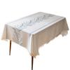 Embroidered Household Wear-Resistant Dining Table Cloth, Plant Flower Small Fresh Decorative Rectangular Dining Table Cloth