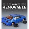 1/18 Nissan GTR Straßenauto Legierungsmodell, simulierter Sound und Licht, Vorderradlenkung, Vierradstoßdämpfung, Schreibtischdekoration