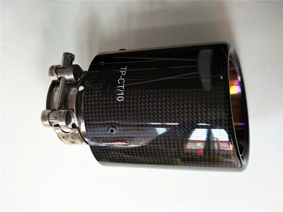 Car Universal 63-89mm Blue Burnt Steel End Carbon Fiber Exhaust Muffler Tip Pipe