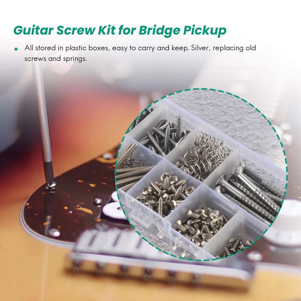 Dovhmoh 204-delt gitar skruesett med 9 fjærer for elektrisk gitar bro, pickup, plekterbrett, stemmeskruer, bryter, halsplate