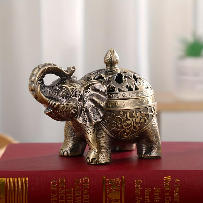 

Vintage Elephant-shaped Incense Burner Metal Oriental Incense Decor with Good Luck Symbolism Gift for Home Incense Enthusiasts
