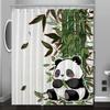 Bamboo Panda Cartoon Pattern Digital Print Shower Curtain - Machine Washable,Reversible Polyester,All-Season Bathroom/Home Decor