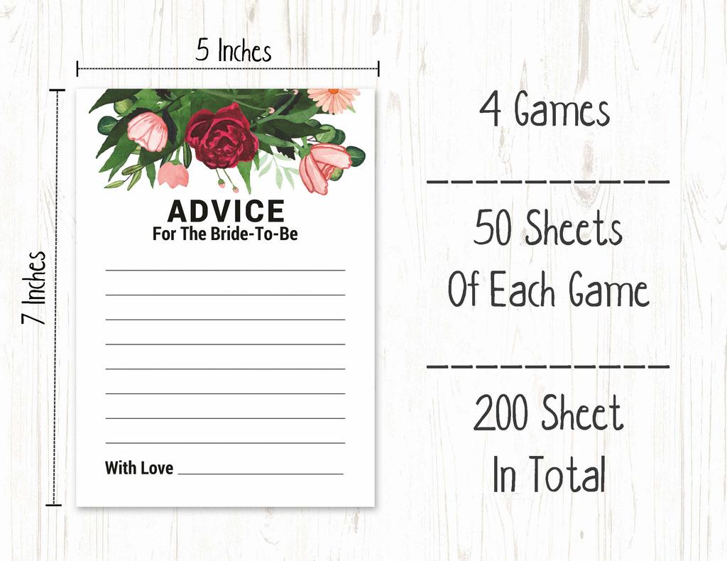 Inkdotpot Bachelorette Party Games Set Bundle Floral Greenery Of 4(50 Sheets Each) W Miss To Mrs Gold Banner Fun Bridal Shower Games