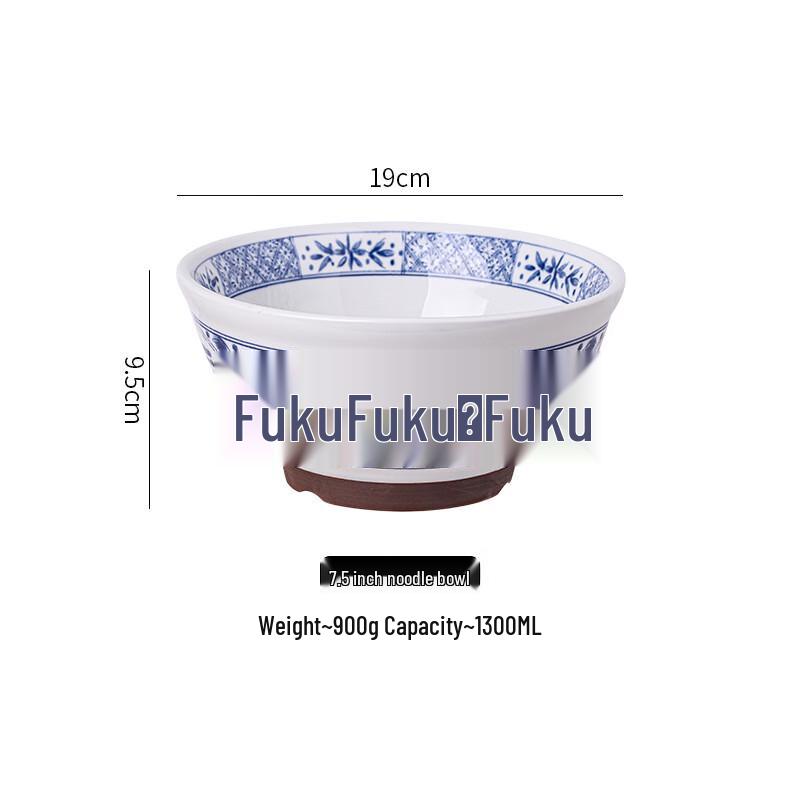Traditional Ceramic Fu High-Foot Noodle Bowl