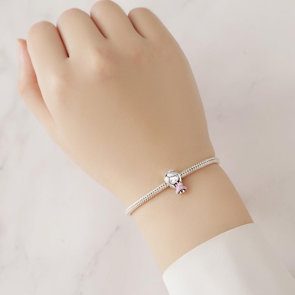 Copper Flower Love Heart Pink Series Charms Beads Fit Original Wear Bracelets Diyjewelry Accessories