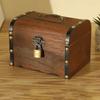Retro Wooden Treasure Chest Piggy Bank with Lock Secure Coin Storage Box for Home Decor and Personal Valuables