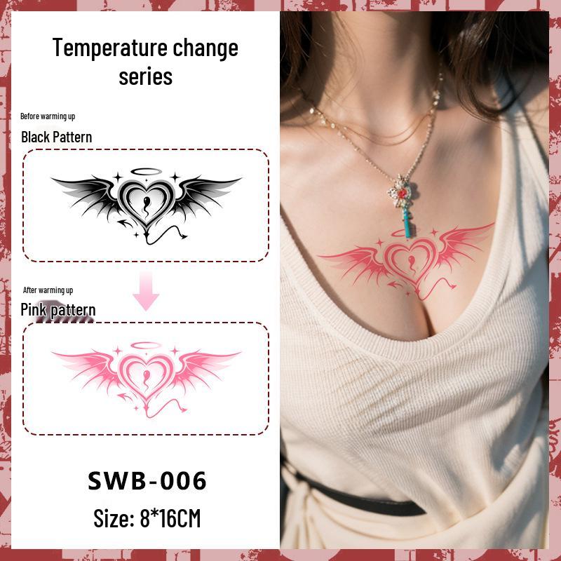 Temperature-Sensitive Succubus Finger Color-Changing Waterproof Tattoo Sticker - Cute Cartoon Design