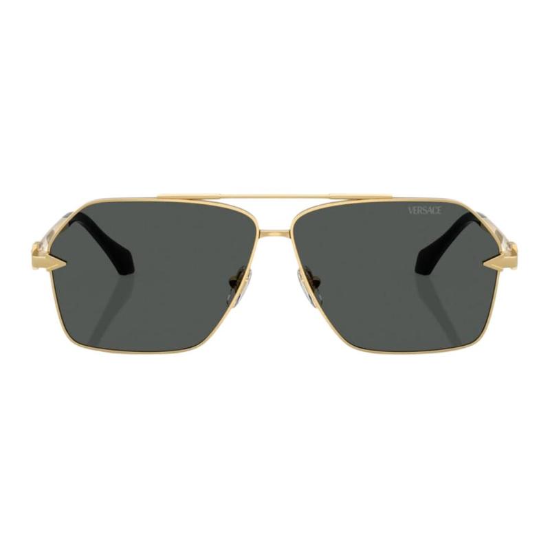 Versace Full Frame Design Metal Aviator Sunglasses Men's Gold 21350030 VE2284-golden 63