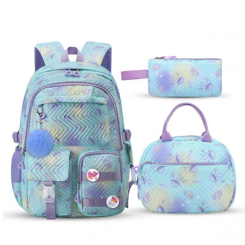 School Bag, Primary School, Junior High School Girls Are Lightweight To Reduce The Burden, School Bag Students Three-Piece Backpack