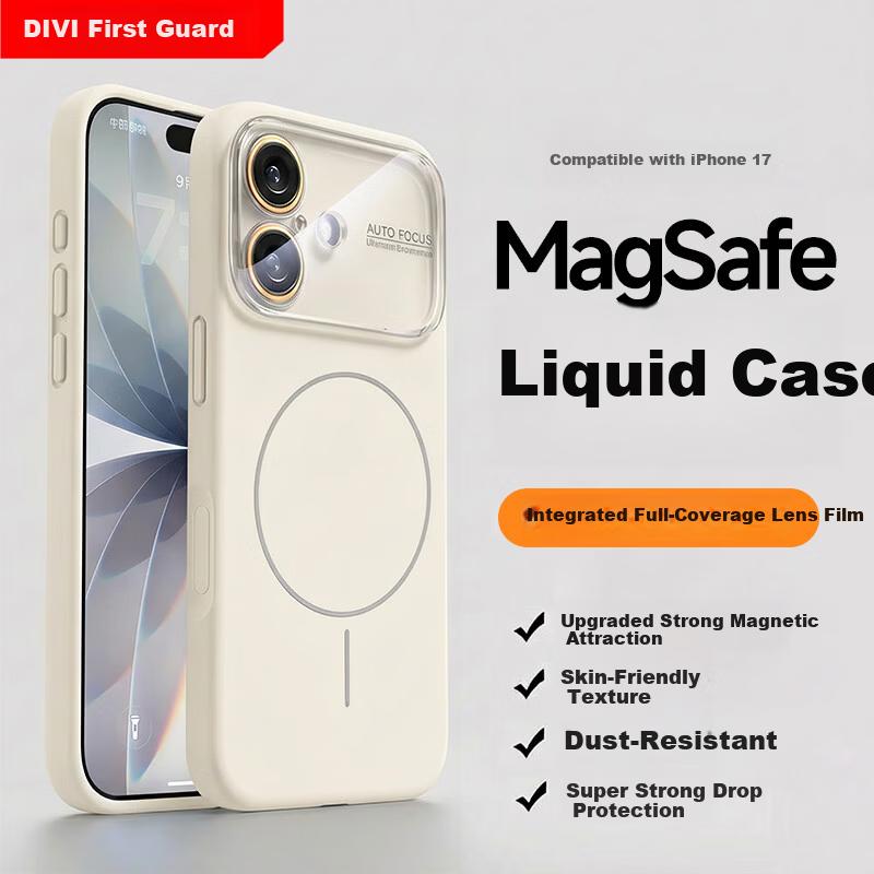 IPhone 17 Case for Apple 17, Full Lens Protection, Ultra-Thin Magsafe Magnetic Skin-Friendly Liquid Silicone Shockproof Simple White Cover