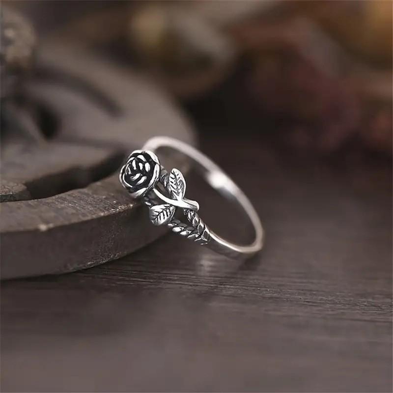 

Retro style old flower three-dimensional rose ring simple niche ring no. 5 серебряный