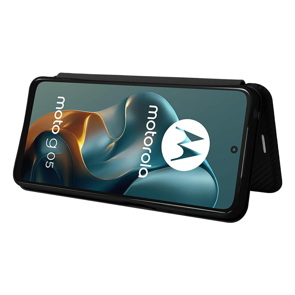 For Motorola Moto G05 4G/E15 4G Case Carbon Fiber Texture Drop-Proof PU Leather Phone Cover
