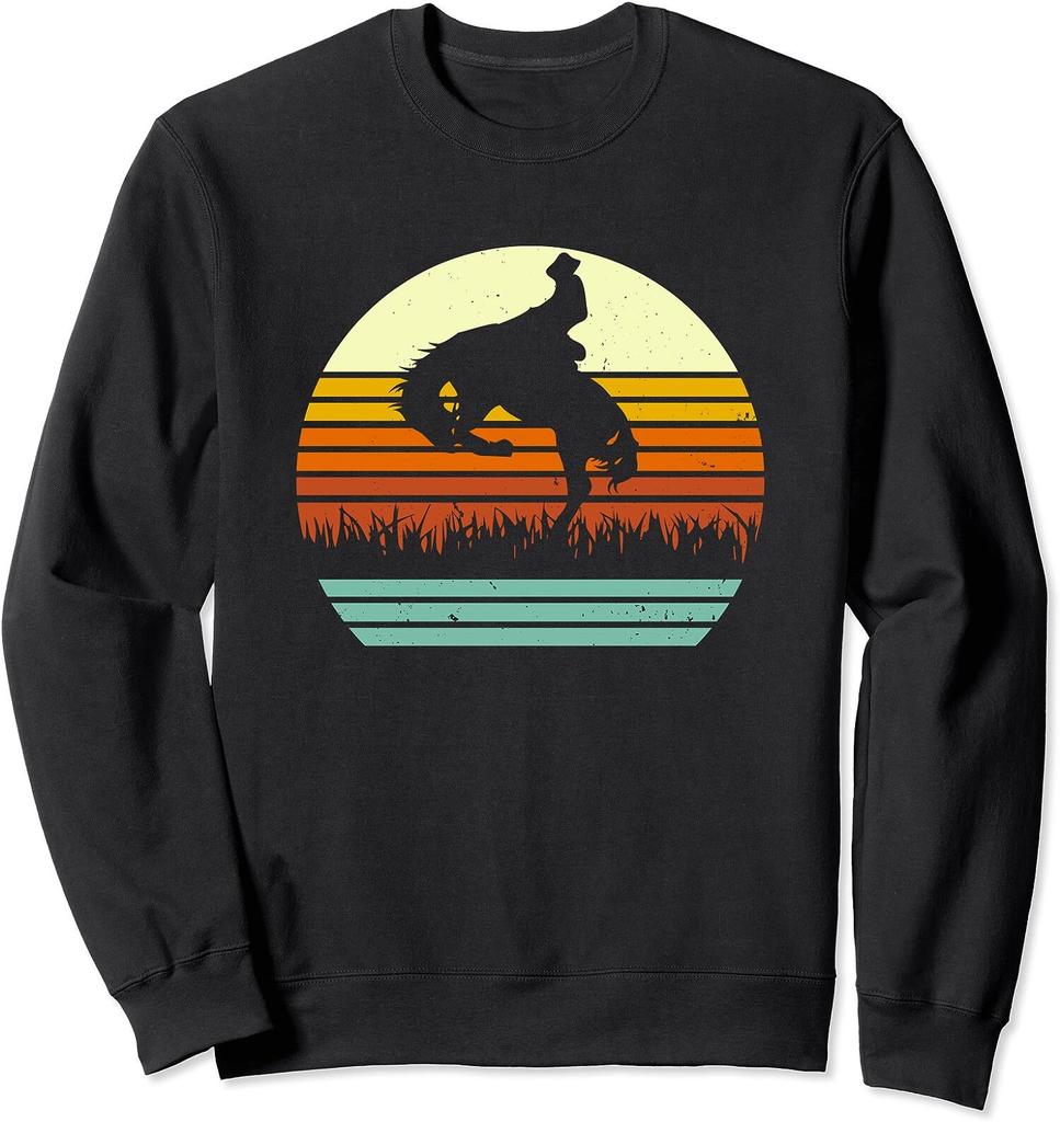 Rodeo Bucking Bronco Horse Retro Style Funny Gift Unisex Crewneck Sweatshirt
