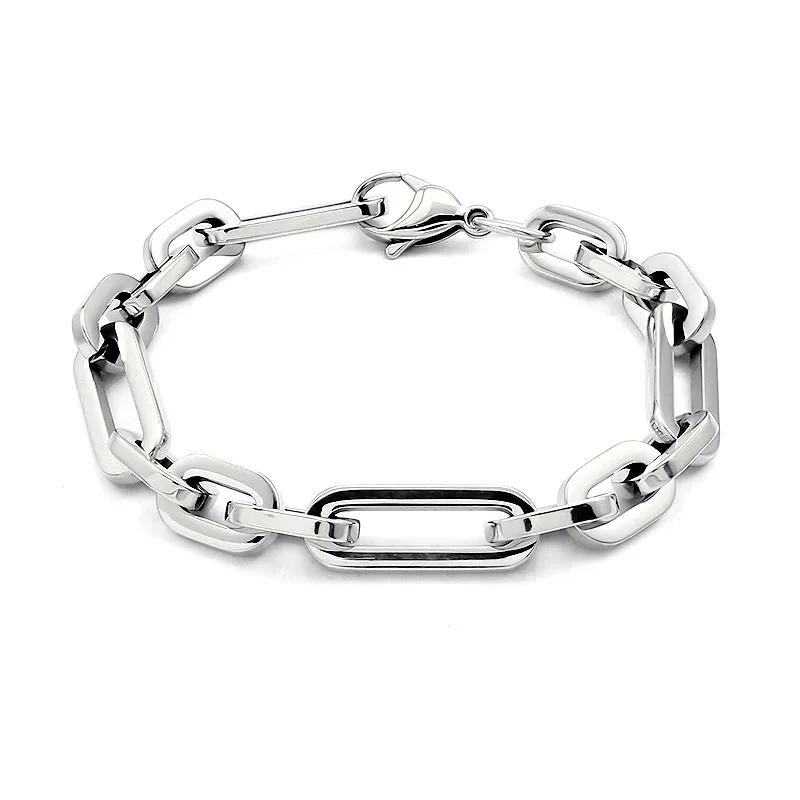 316L Stainless Steel Hip Hop Thick Chain Bracelet Vacuum Plating Geometric Links Statement Bracelets Hand Chains for Women Men