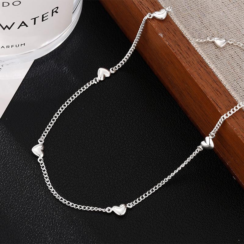 

New 925 Sterling Silver Love Necklace Personality Charm Simple Clavicle Chain Choker Birthday Gift for Women Exquisite Jewelry платиновий