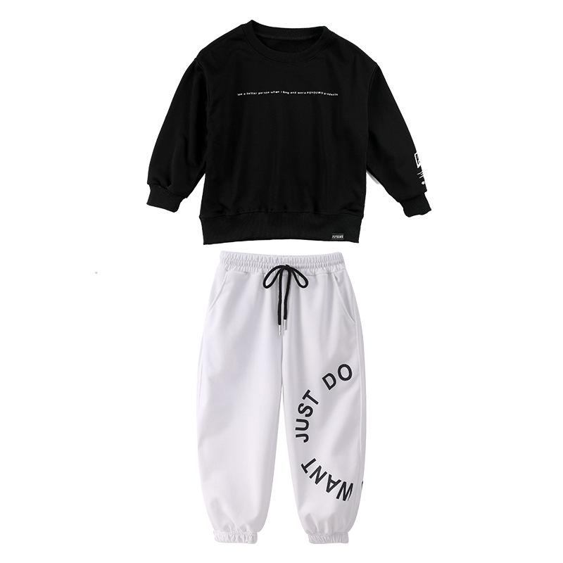 Kids' Hip Hop Dance Outfits: Boys & Girls Spring/Autumn Performance Wear with Crop Tops and Sweatpants