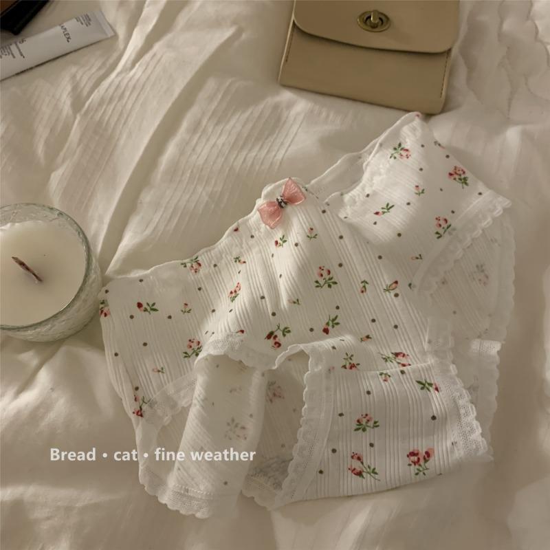 Girl Like Small Floral Reine Baumwolle Unterwäsche Damen Atmungsaktive Spitze Dreieck Höschen