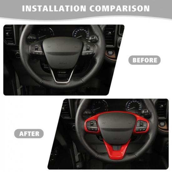 Red Steering Wheel Moulding Frame Cover Trim Bezels For Ford Bronco Sport +