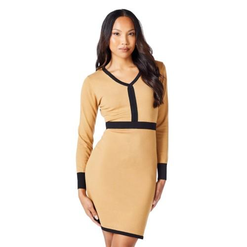 Principles Womens/Ladies Colour Block Knitted V Neck Mini Dress 18 UK rose