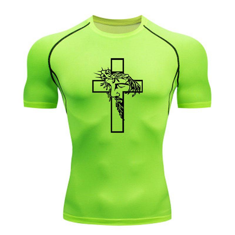 Men's Compression Athletic Workout T-Shirt, Jesus Christ Cro