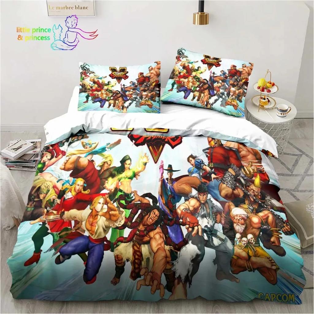 Street Fighter Printed 3D Bedding Set Duvet Cover Pillowcases Single Twin Full Queen King Size Home Decor Pillowcase Boys Gift