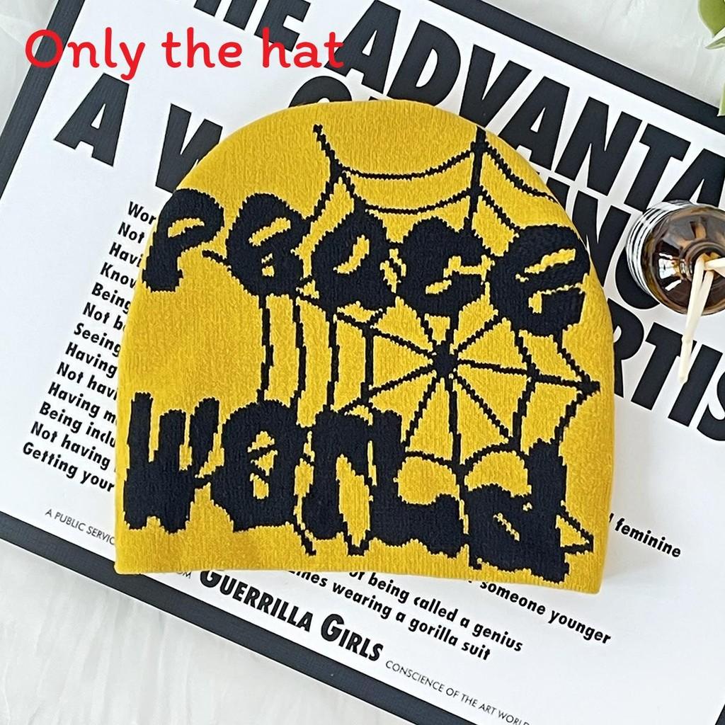

Spider Web Knit Hat For Winter Fashion Warmth Streetwear Unisex жовтий