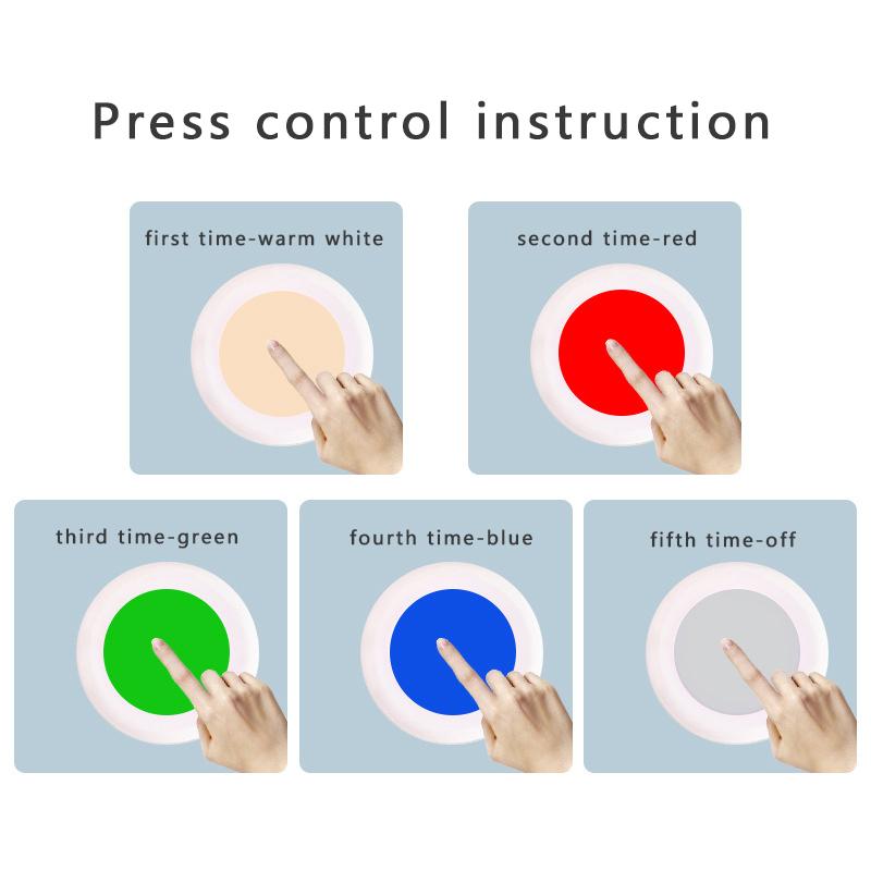 Wireless LED Puck Lights RGBW Battery 13 Color Remote Control Dimmable Cabinet Light For Close Wardrobe Stair Hallway Night Lamp