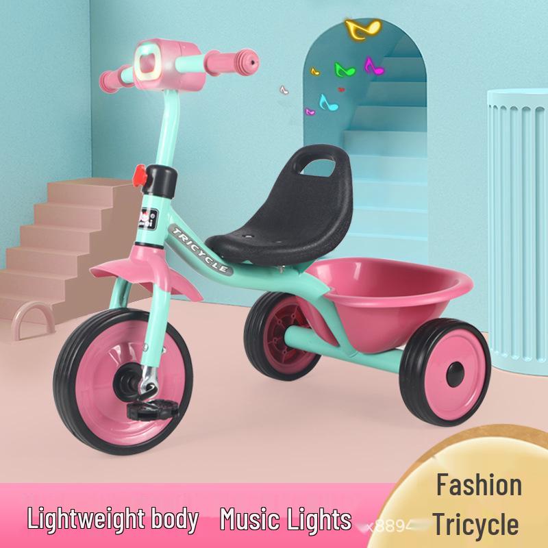

Kids Musical Tricycle with Lights for Ages 1-8 Pink + Music Lights