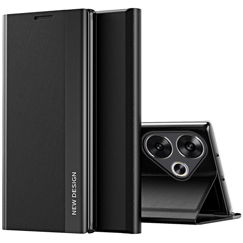 

For Xiaomi Poco F6 5G/Redmi Turbo 3 5G Case Anti-Scratch Leather Stand Phone Cover Black