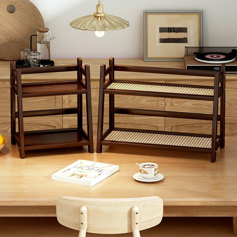 2 Layer Spice Caddy Shelf Bamboo Kitchen Storage Rack Desktop Cabinet Organizer Display Rack Coffee Bar Counter Shelf Cup Holder