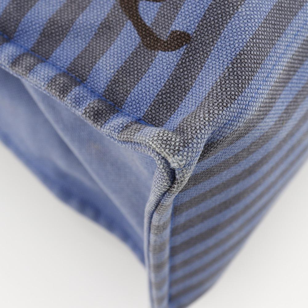 Hermes Chevault Tote Bag Blue / Black Canvas Hose Unisex Used