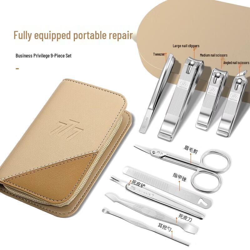 THREE SEVEN 9-Piece Carbon Steel Manicure Set