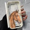 Retro Watercolor Horse Pattern Clear Phone Case For iPhone 17Air 16 15 14 13 12 11 Pro Max 14 Plus 2 In 1 Candy Color Soft Cover