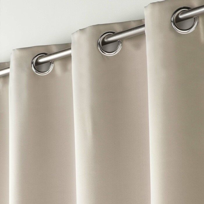 Rideau occultant - Uni - Ecru - 140 x H180 cm - 100% polyester - 8 œillets argent
