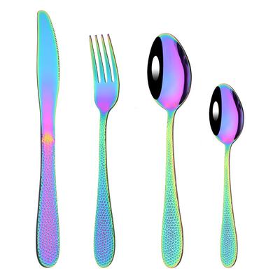 Rainbow Tableware Stainless Steel Flatware Cutlery Set Dinner Fork Knife Coffee Spoon Kitchen Dinnerware Silverware Set