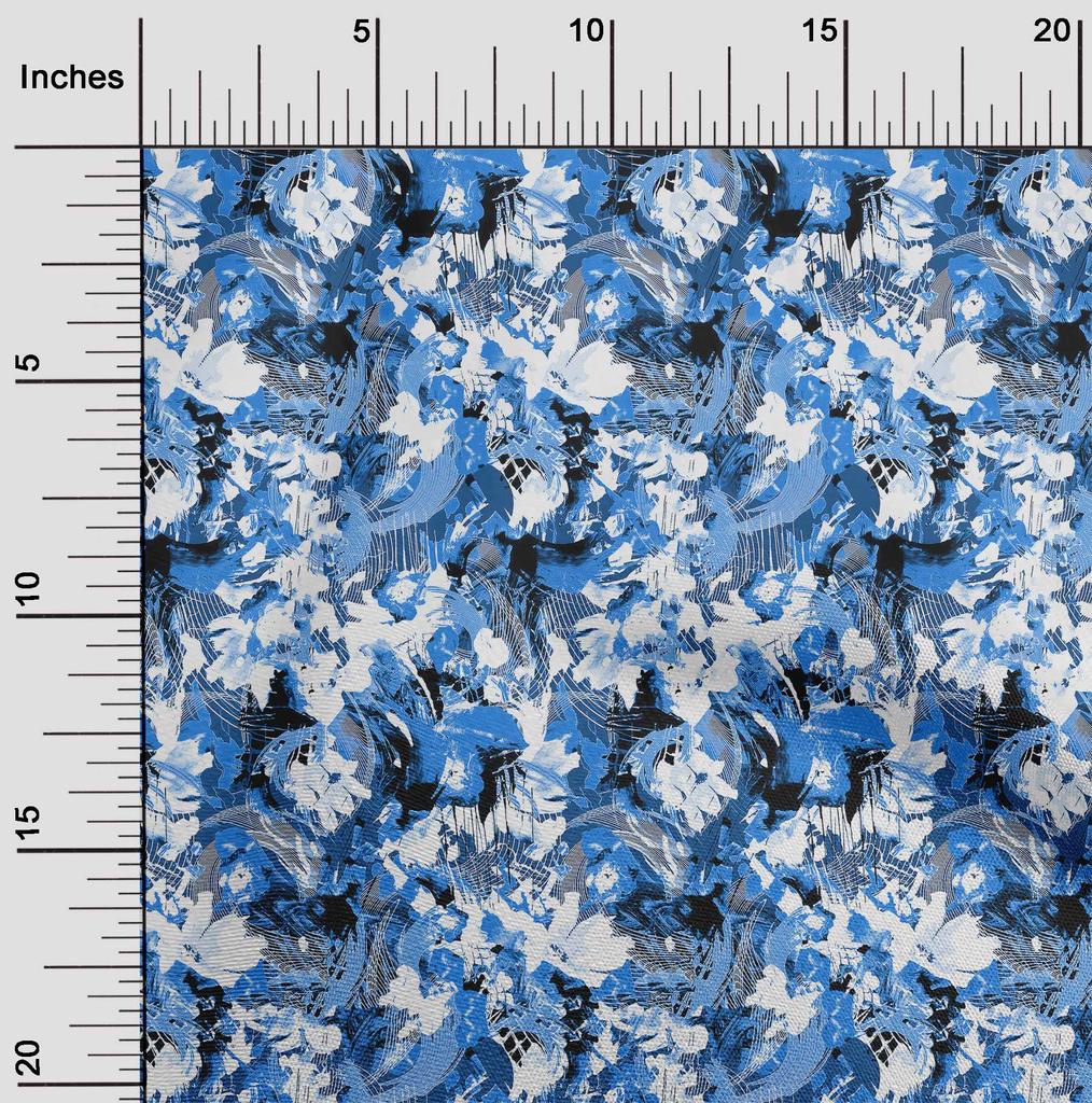 oneOone Cotton Flex Medium Blue Fabric Abstracts Fabric For Sewing Printed Craft Fabric By The Yard 40 Inch