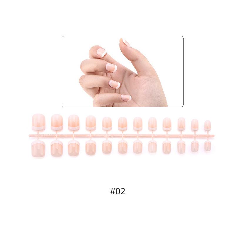 French Nail Patch 24 Stück Tragen von Nägeln, fertig, Gelee, Kleber, Nagelaufkleber, Puder, Hautton, künstlicher Nagelpatch