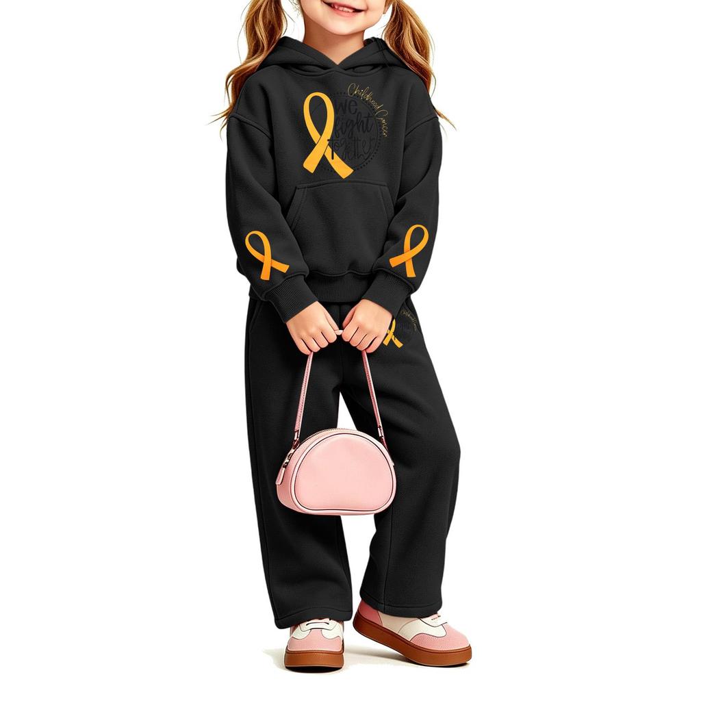Girls' Fashion Print Hoodie and Sweatpants Set 2 Piece Casual Outfit for Everyday Wear