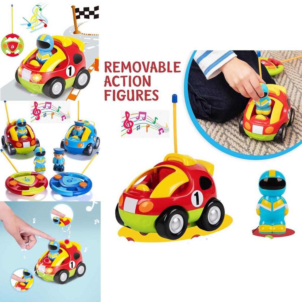 Jakmean Cartoon Remote Control Car Police Car With Colorful Lights And Music For Kids