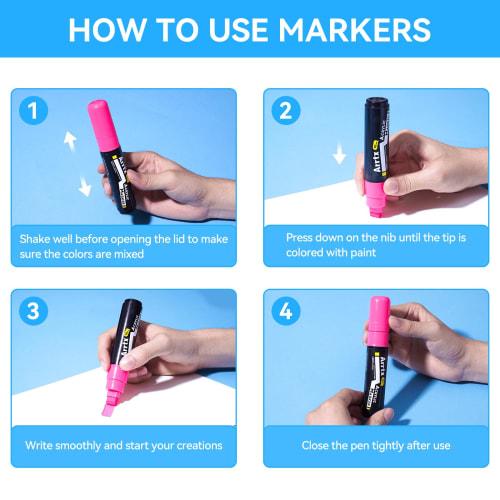 Arrtx Jumbo Poster Markers 10mm Jumbo Felt Tips 12 Colors Acrylic Paint Markers Oil Based Paint Pens for Rock Painting/Chalkboard/Windshield/Outdoor P