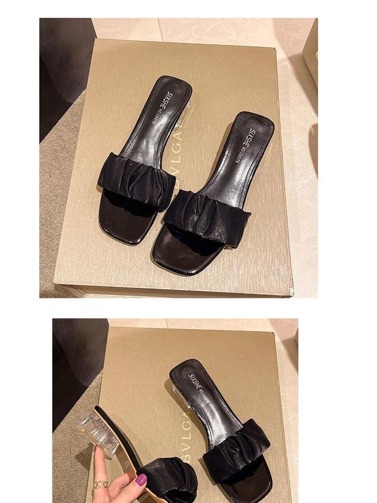 Women's Summer 2022 Crystal Chunky Heel Square Toe Sandals