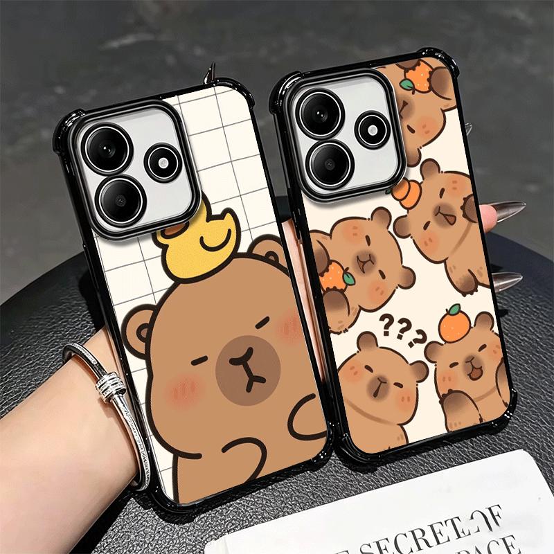 Funny Capybara Cartoon Cute Plating Phone Case For Xiaomi Redmi Note 14 15 Pro Plus 13 12 11 11S 11T 10 9S 9 5G Anti-Fall Airaba